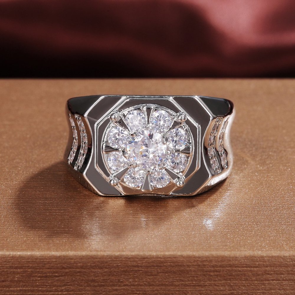 😍Engagement Flower Dazzle CZ Dainty Flower Ring Men/Women, L173 - Picture 3 of 6